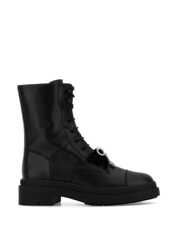 Jimmy Choo Averi Bow Leather Boots in Black