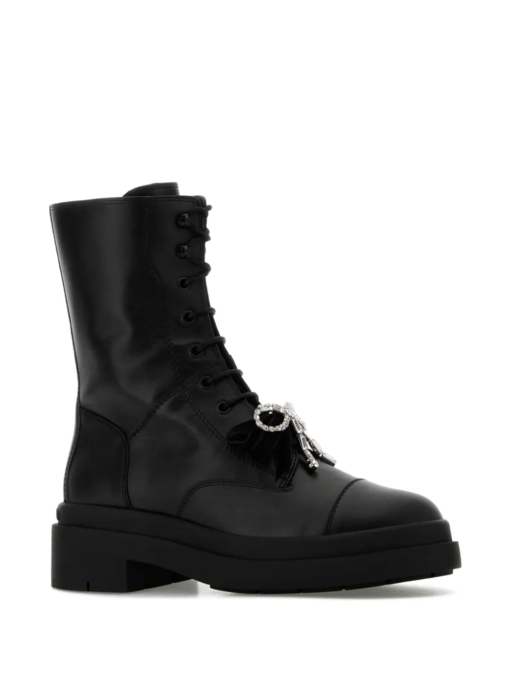 Jimmy Choo Averi leren laarzen met strik Zwart