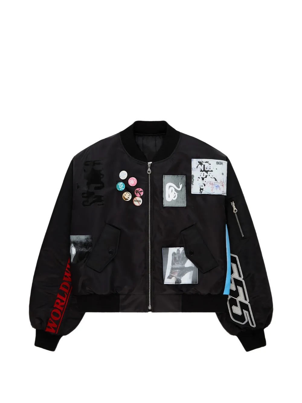 SP5DER Vet patched bomber jacket - Black