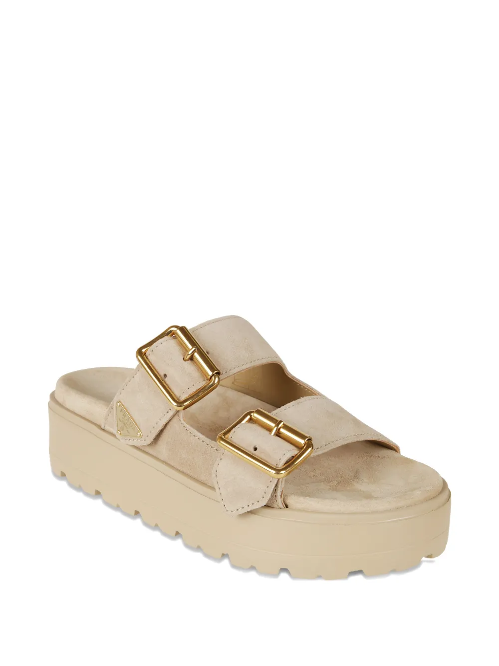 Prada buckle-detail platform sandals Beige