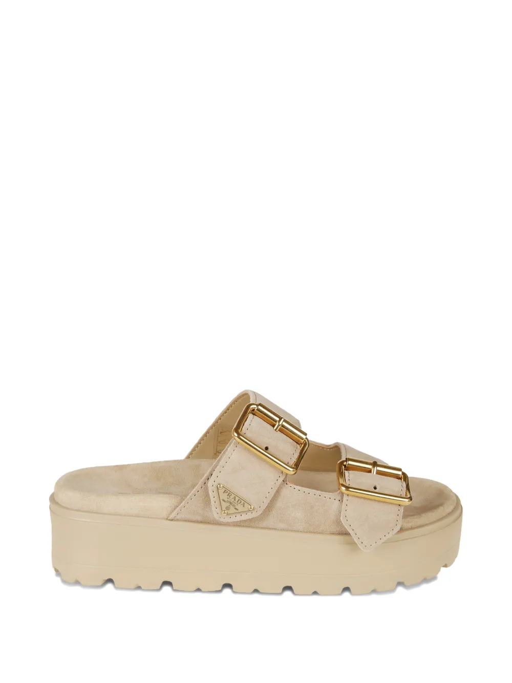 Prada buckle-detail platform sandals Beige