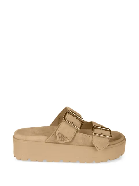 Prada buckle platform sandals