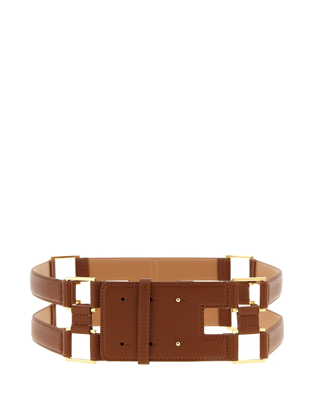 Elisabetta Franchi double band metal belt - Marrone