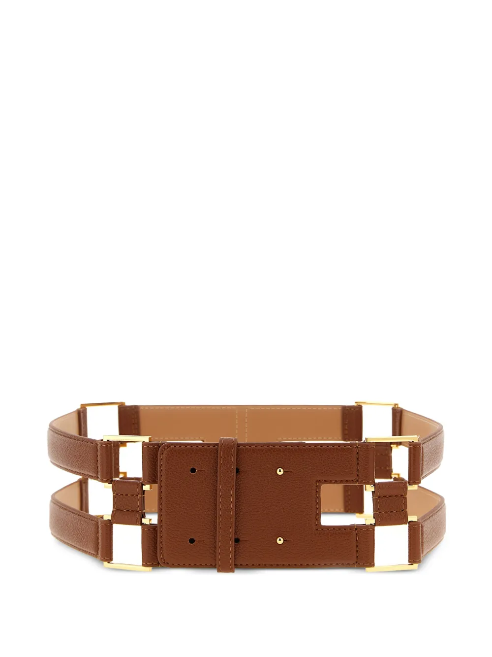 Elisabetta Franchi double band metal belt - Marrone
