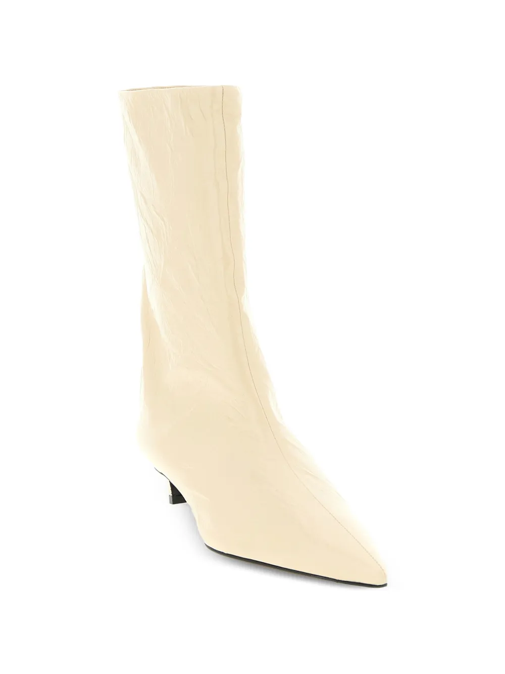 Jil Sander craquelé pointed leather ankle boots Beige