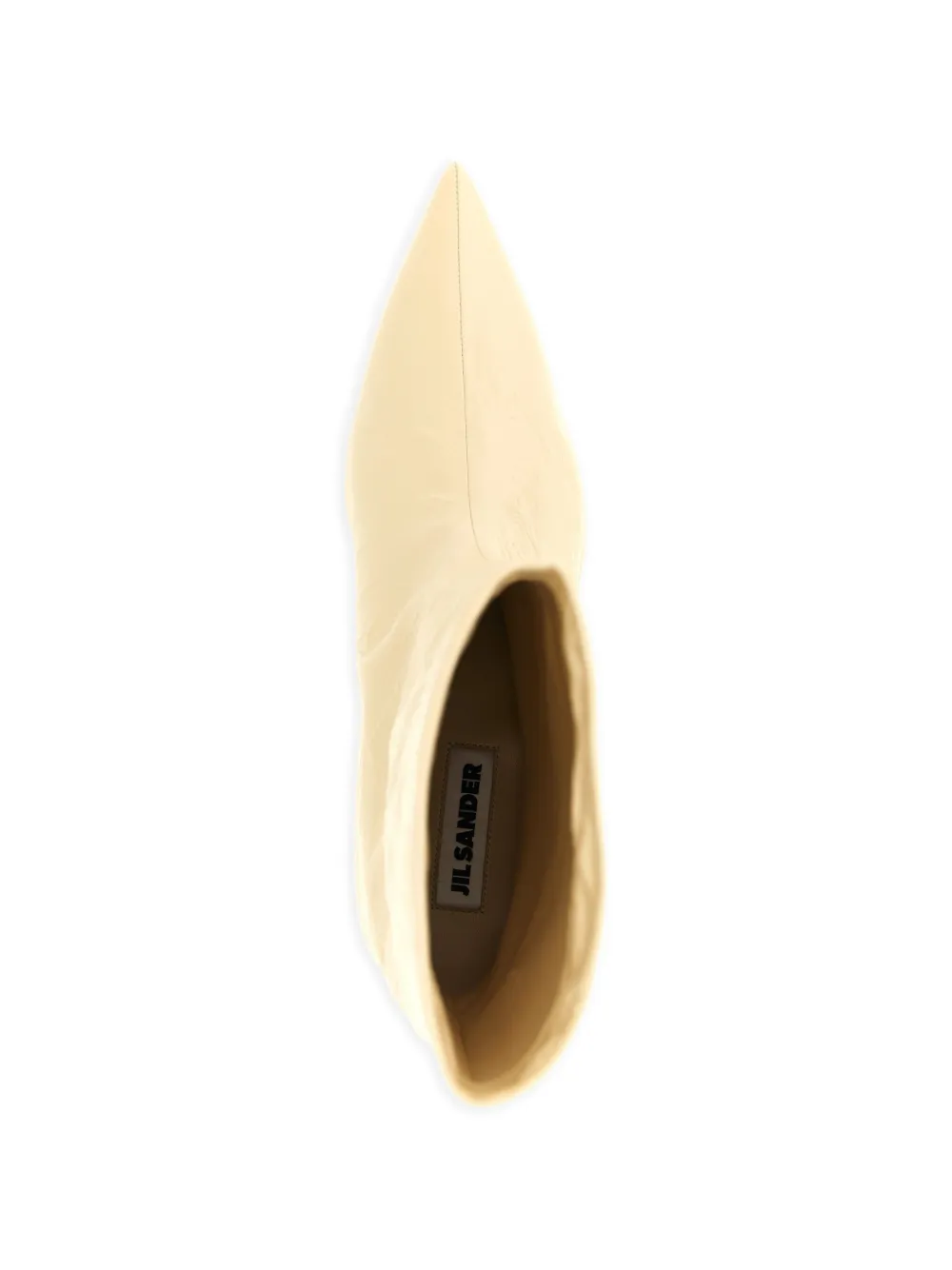 Jil Sander craquelé pointed leather ankle boots Beige