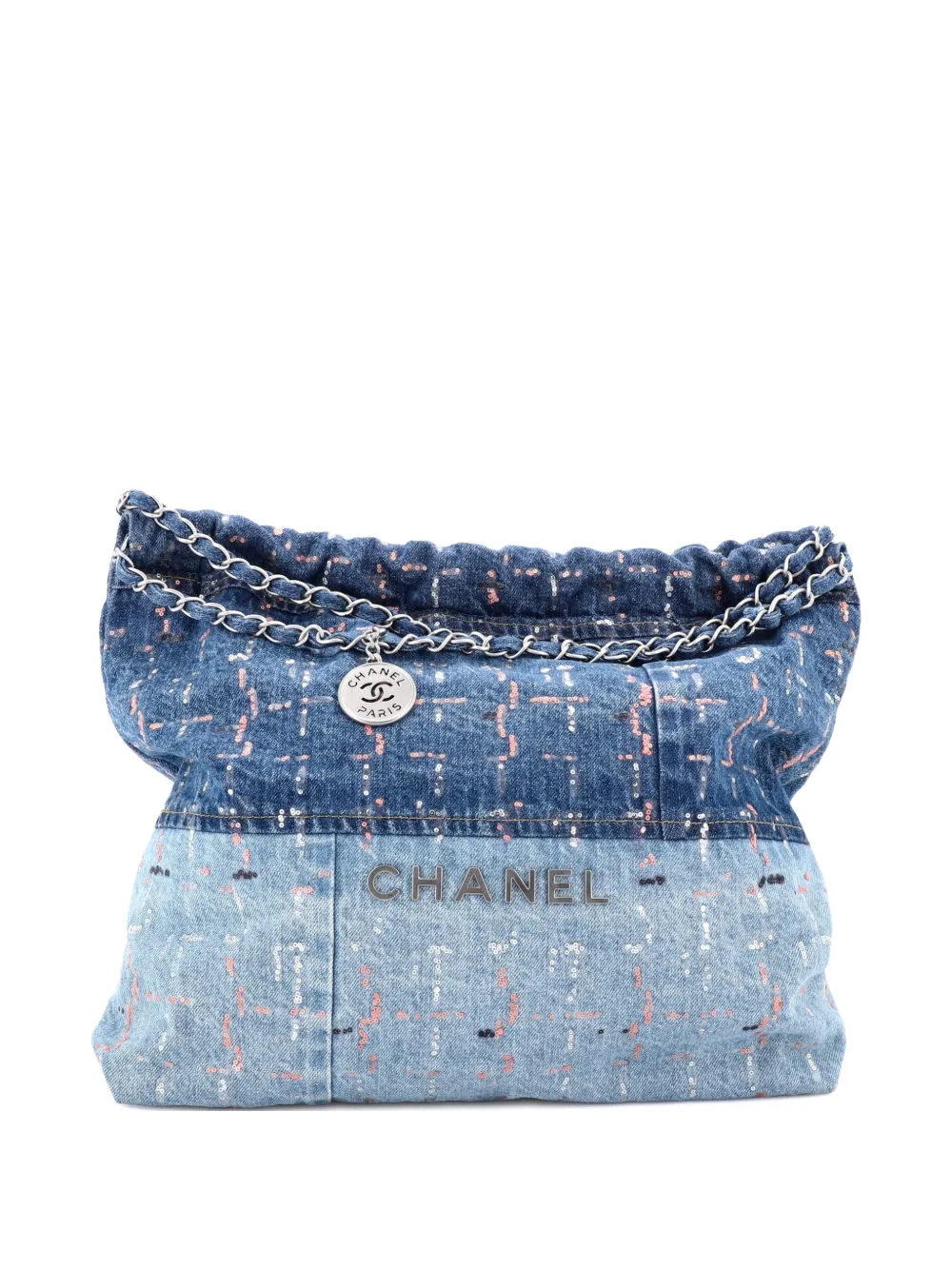 CHANEL Pre-Owned 22 Chain Denim with Sequins Medium hobo bag - Blu