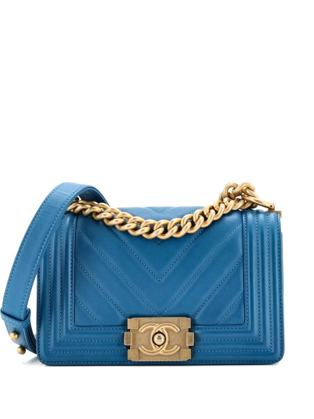 CHANEL Pre-Owned Boy Flap Bag Chevron Lambskin Small shoulder bag - Blu