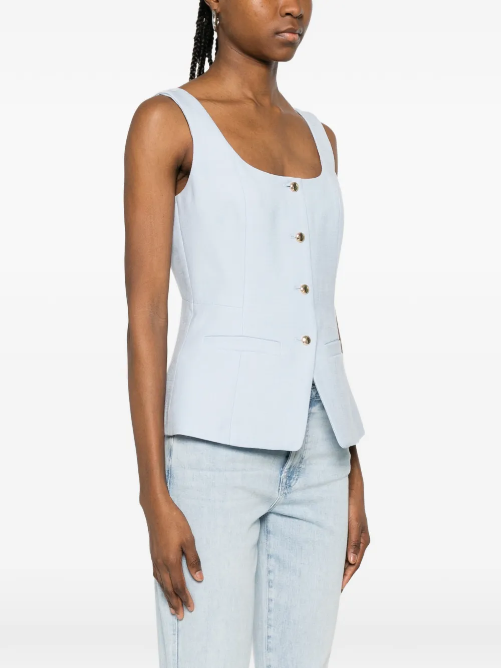  Maje Button-up Sleeveless Top - Blue 