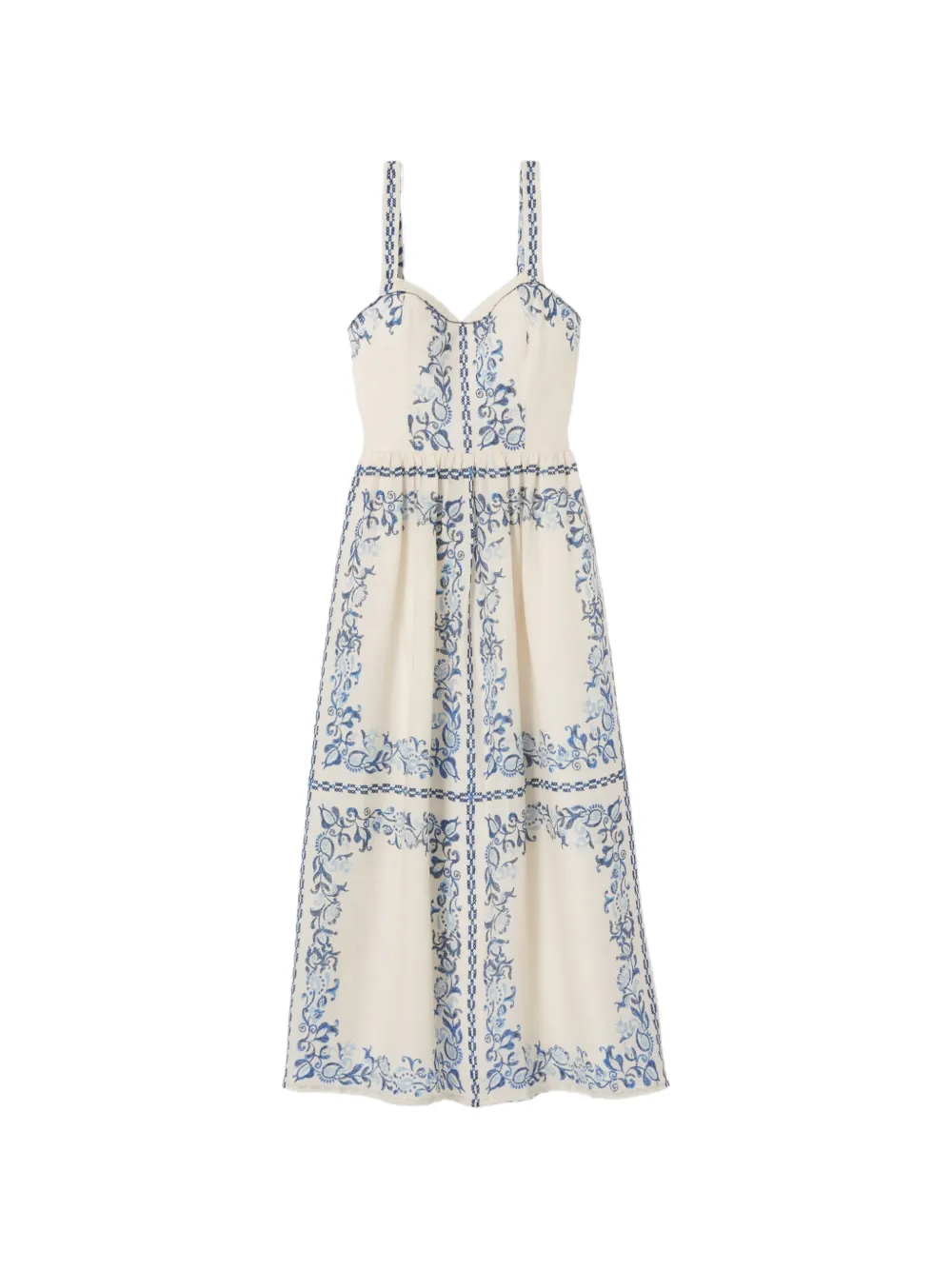 Claudie Pierlot floral-print linen midi dress - Toni neutri