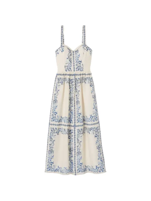 Claudie Pierlot robe mi-longue en lin à fleurs