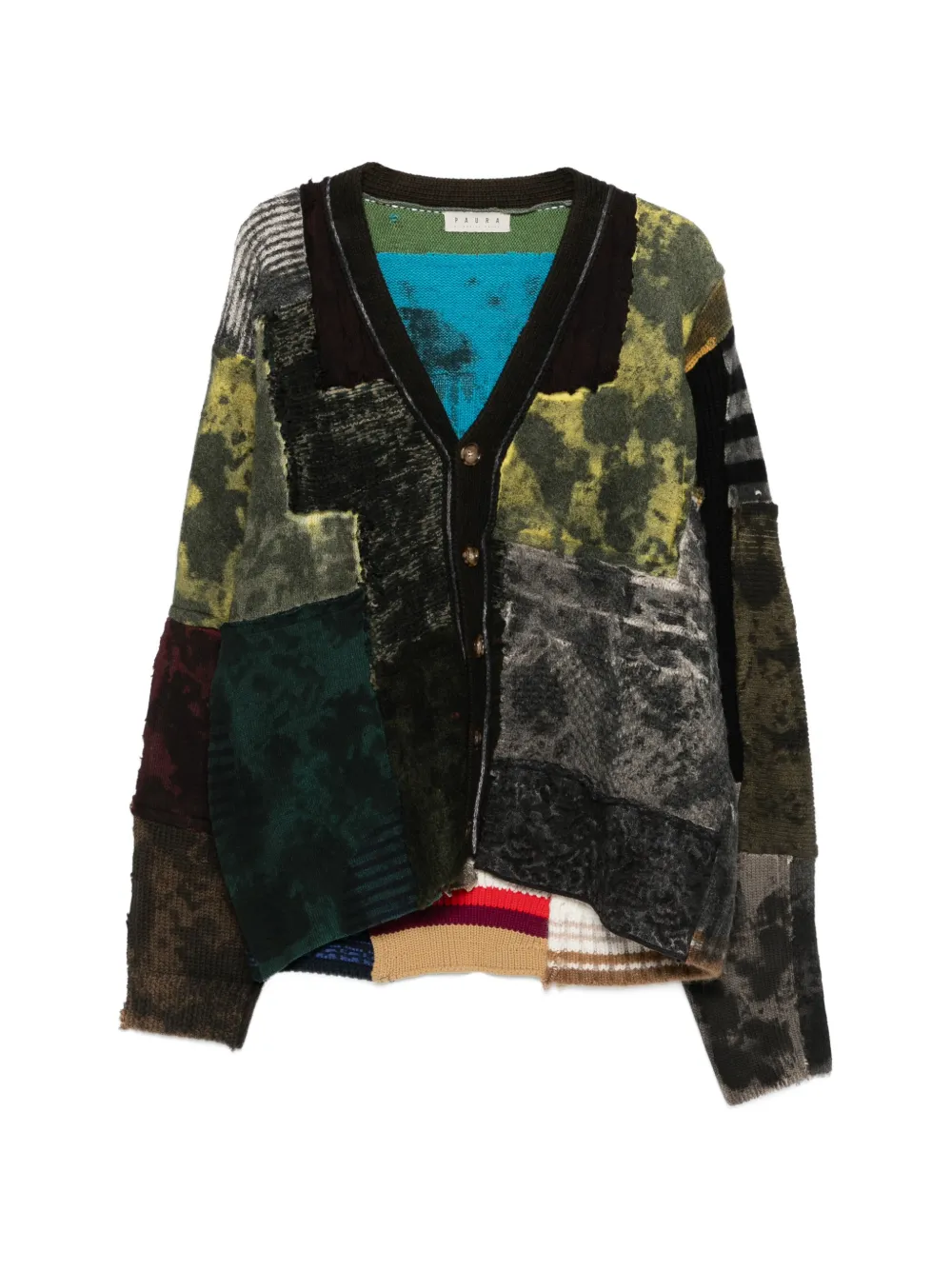 Paura Gwendal patchwork buttoned cardigan - Nero