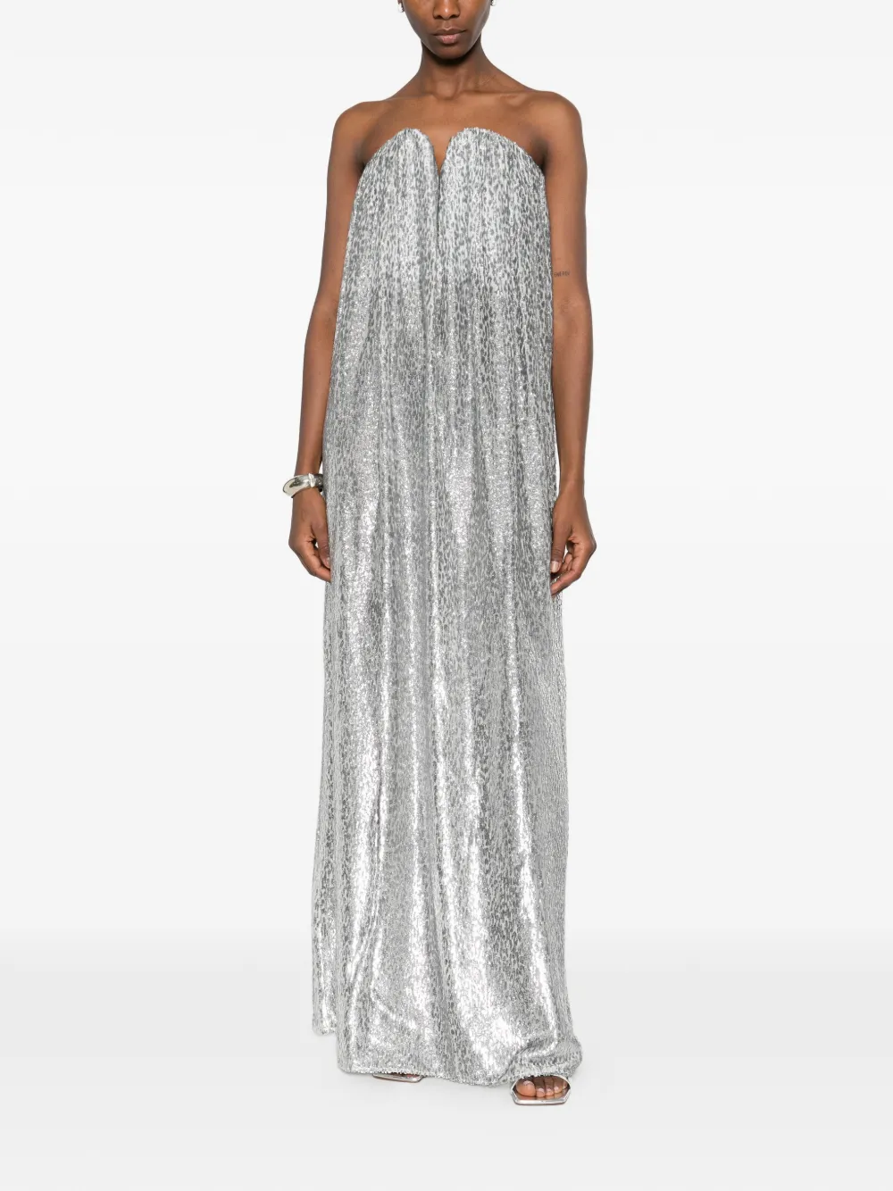  Stella Mccartney Metallic-effect Maxi Dress - Silver 