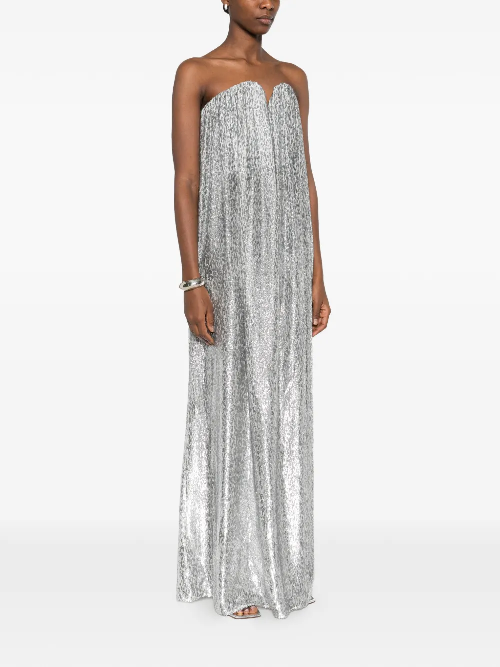  Stella Mccartney Metallic-effect Maxi Dress - Silver 