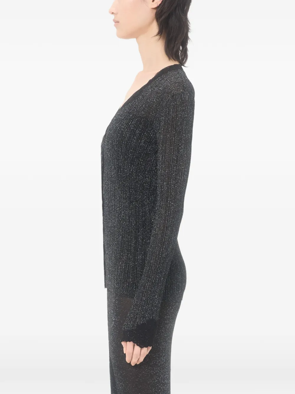 Valentino Garavani Lurex gebreid vest met kant Zwart