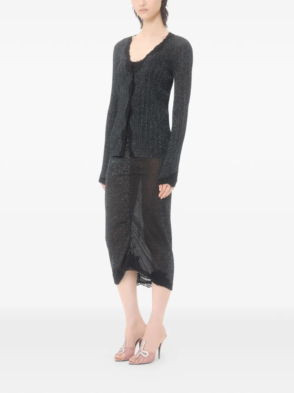 Valentino Garavani Lurex gebreid vest met kant Zwart