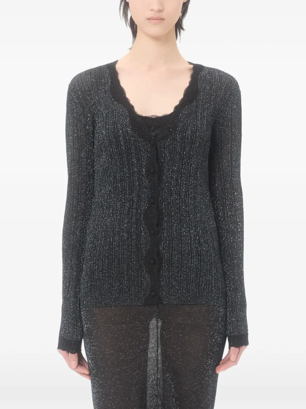Valentino Garavani Lurex gebreid vest met kant Zwart
