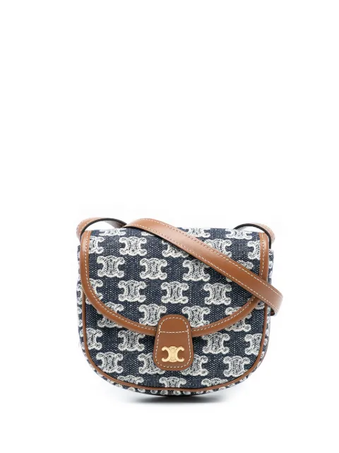 Celine Pre-Owned Borsa a tracolla Besace Triomphe mini in tela e pelle di vitello 2021