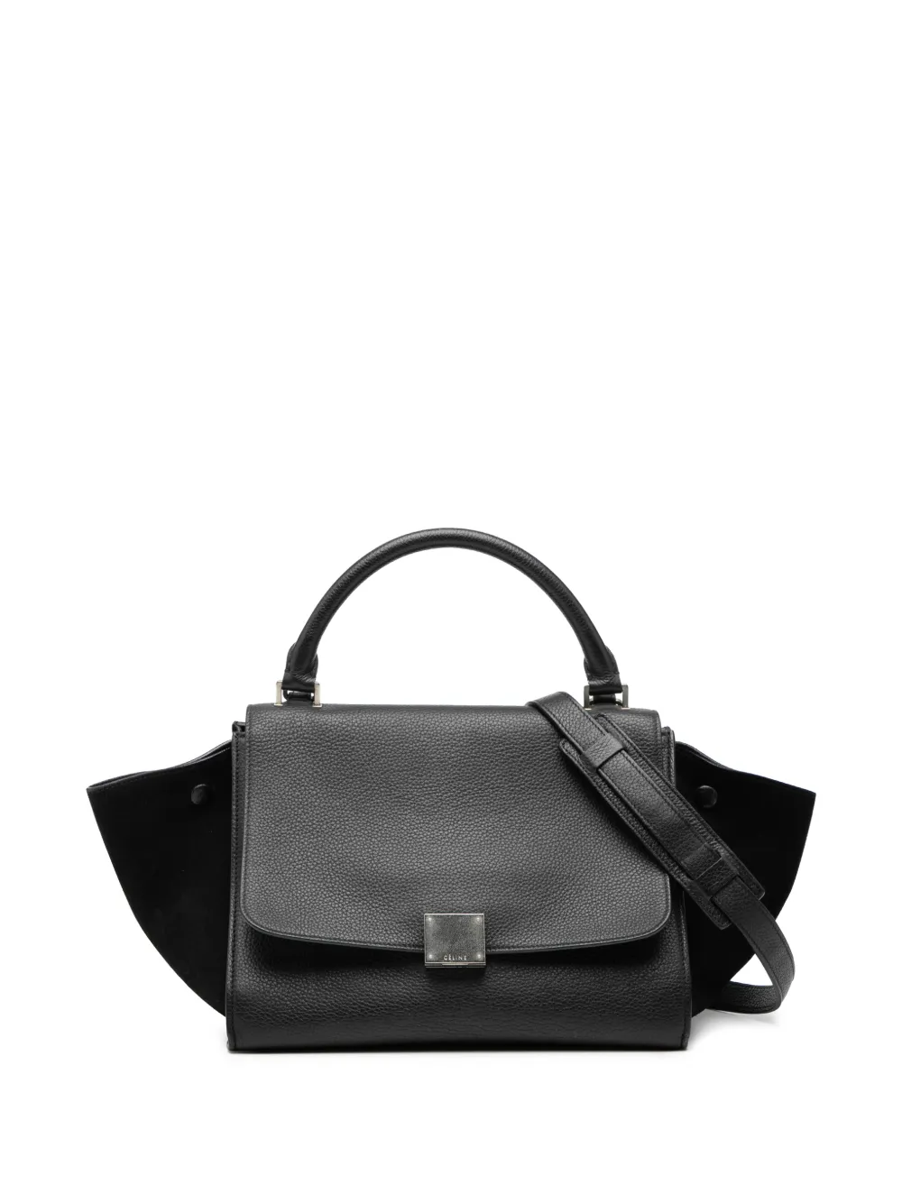 Celine Pre-Owned 2014 Small Drummed Calfskin and Suede Trapeze satchel | Black | Image 1