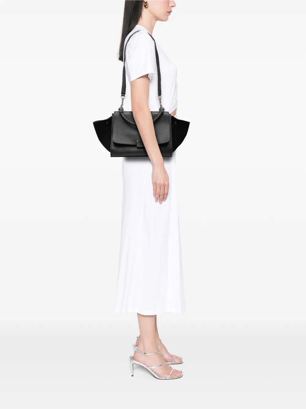 Celine Pre-Owned 2014 Small Drummed Calfskin and Suede Trapeze satchel | Pre-Owned | Image 2