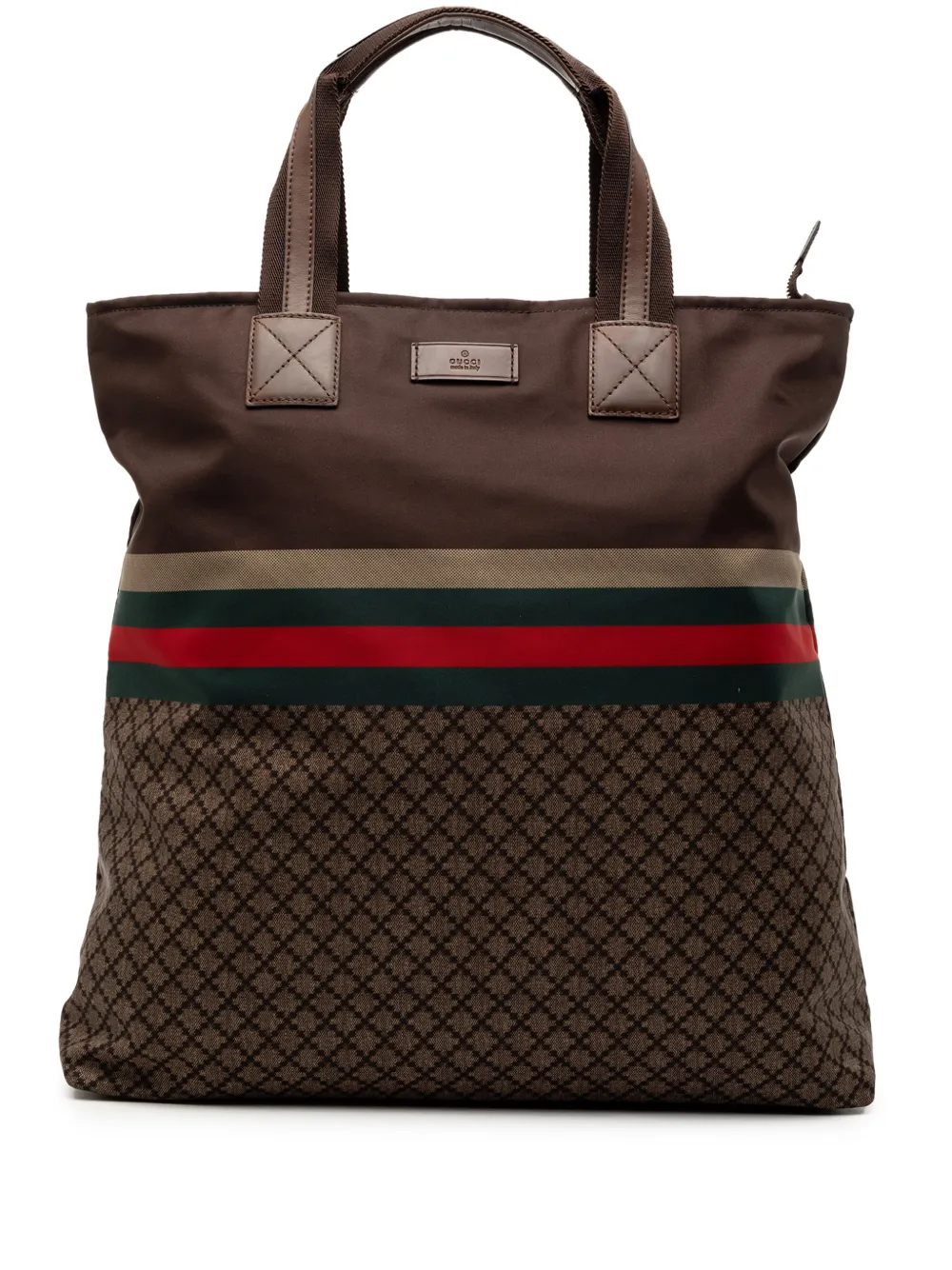 Gucci Pre-Owned 2016-2025 Diamante Web Nylon tote bag - Marrone
