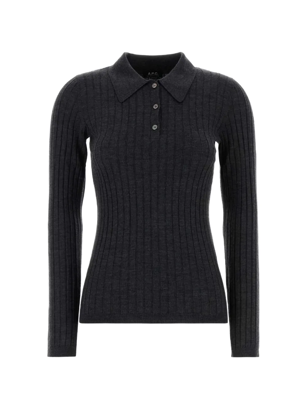 A.P.C. ribbed-knit polo top - Grigio