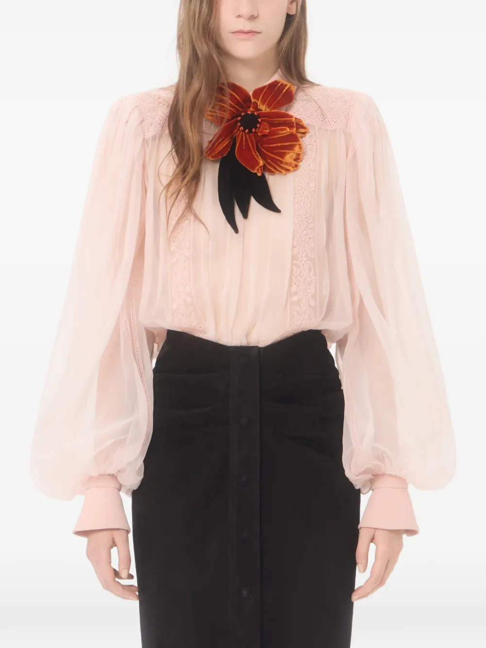  Valentino Garavani Embroidered Organza Top - Pink 