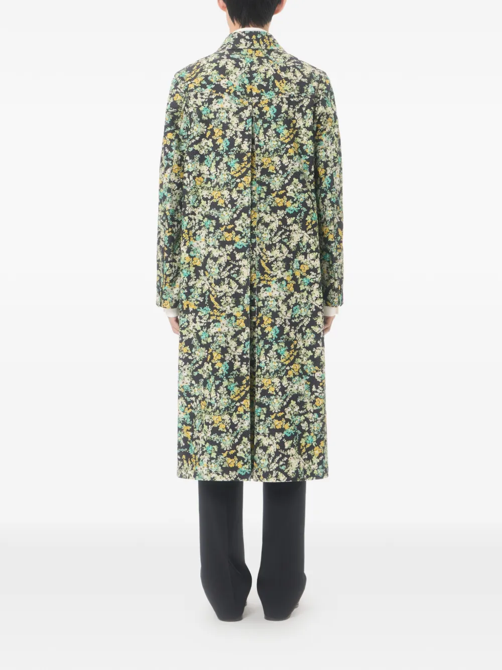Valentino Garavani Katoenen jas met enkele rij knopen Papier Flower-print Zwart