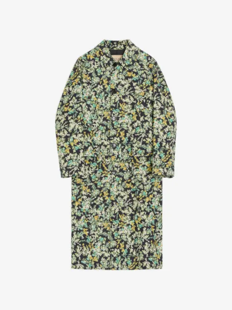 Valentino Garavani single-breasted coat in cotton drill with Papier Floral print