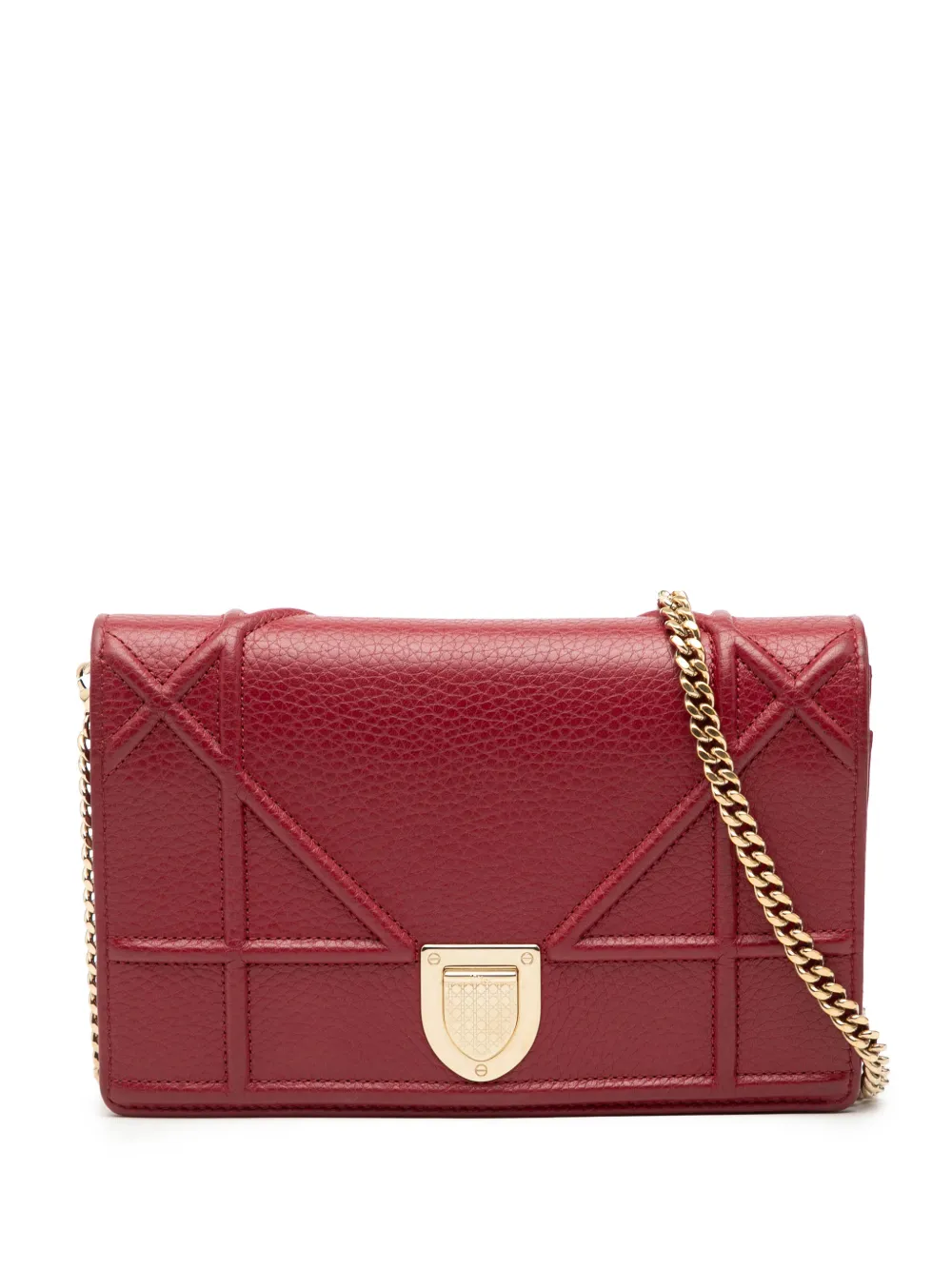 Christian Dior Pre-Owned 2017 Grained Calfskin Diorama Wallet on Chain crossbody bag - Rosso