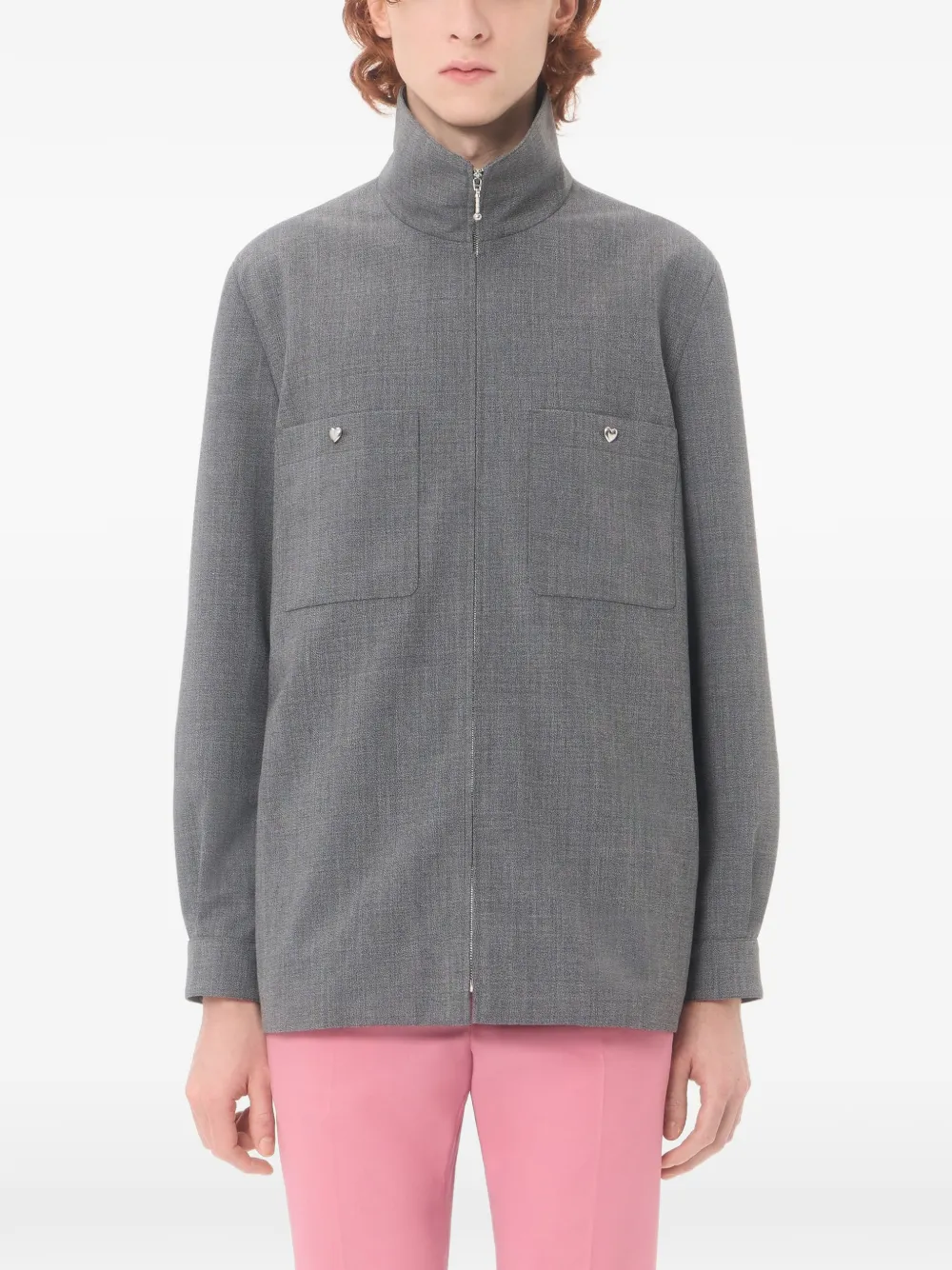 Valentino Garavani Shirtjack van mouliné wol Grijs