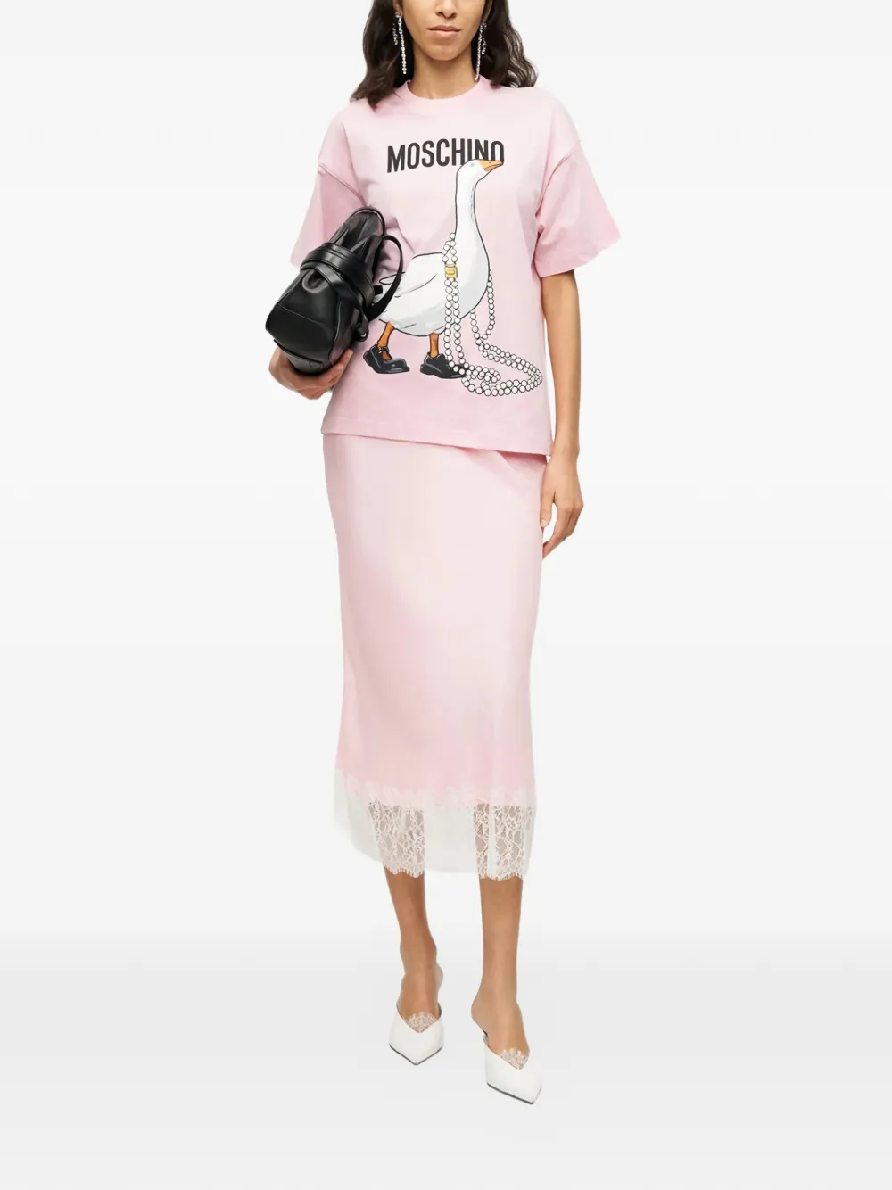 Moschino T-shirt met ganzenprint Roze