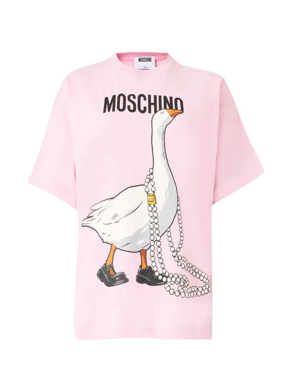 Moschino Goose-print T-shirt in Pink