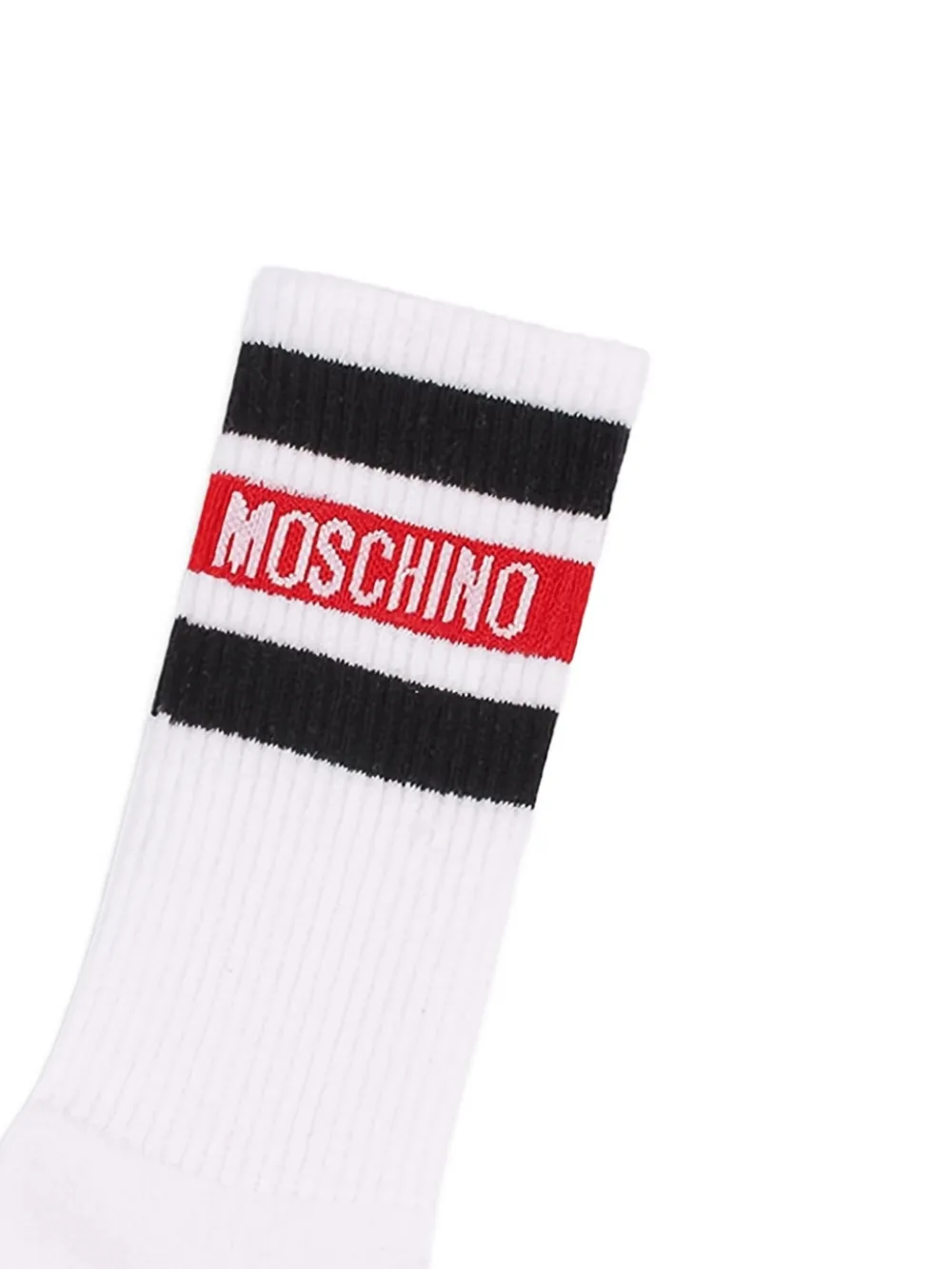  Moschino Inlaid Terry Striped Socks - White 