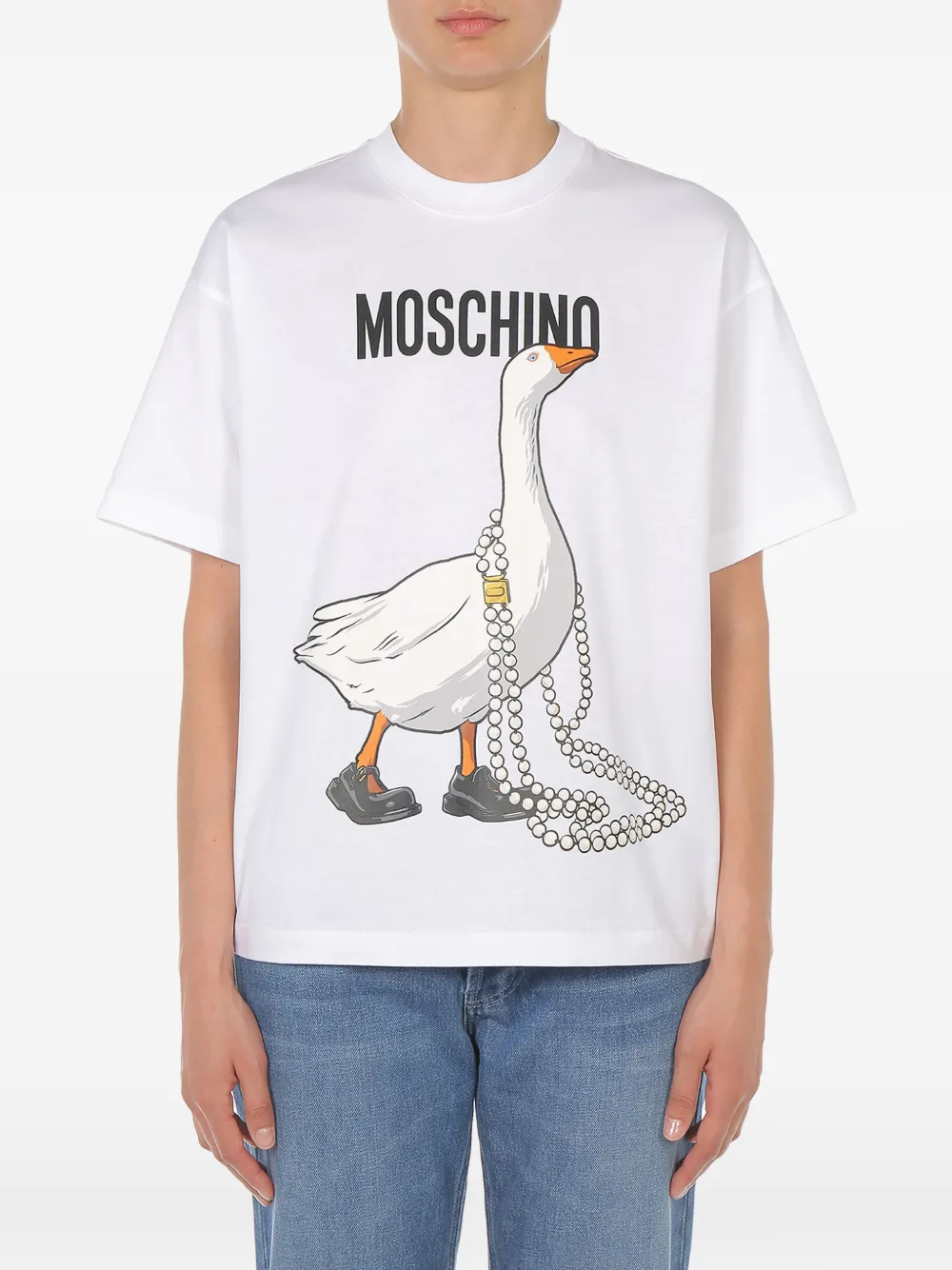 Moschino Gänsejersey-T-Shirt - Weiß
