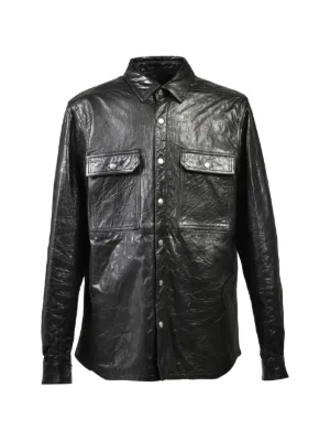 ジャケット・アウター Rick Owens 22SS FOG LARRY LEATHER SHIRT Rick Owens Larry Plaid Shirt | Black | FARFETCH