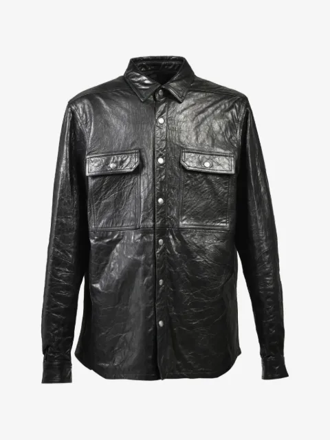 Rick Owens Camisa de couro com aba no bolso