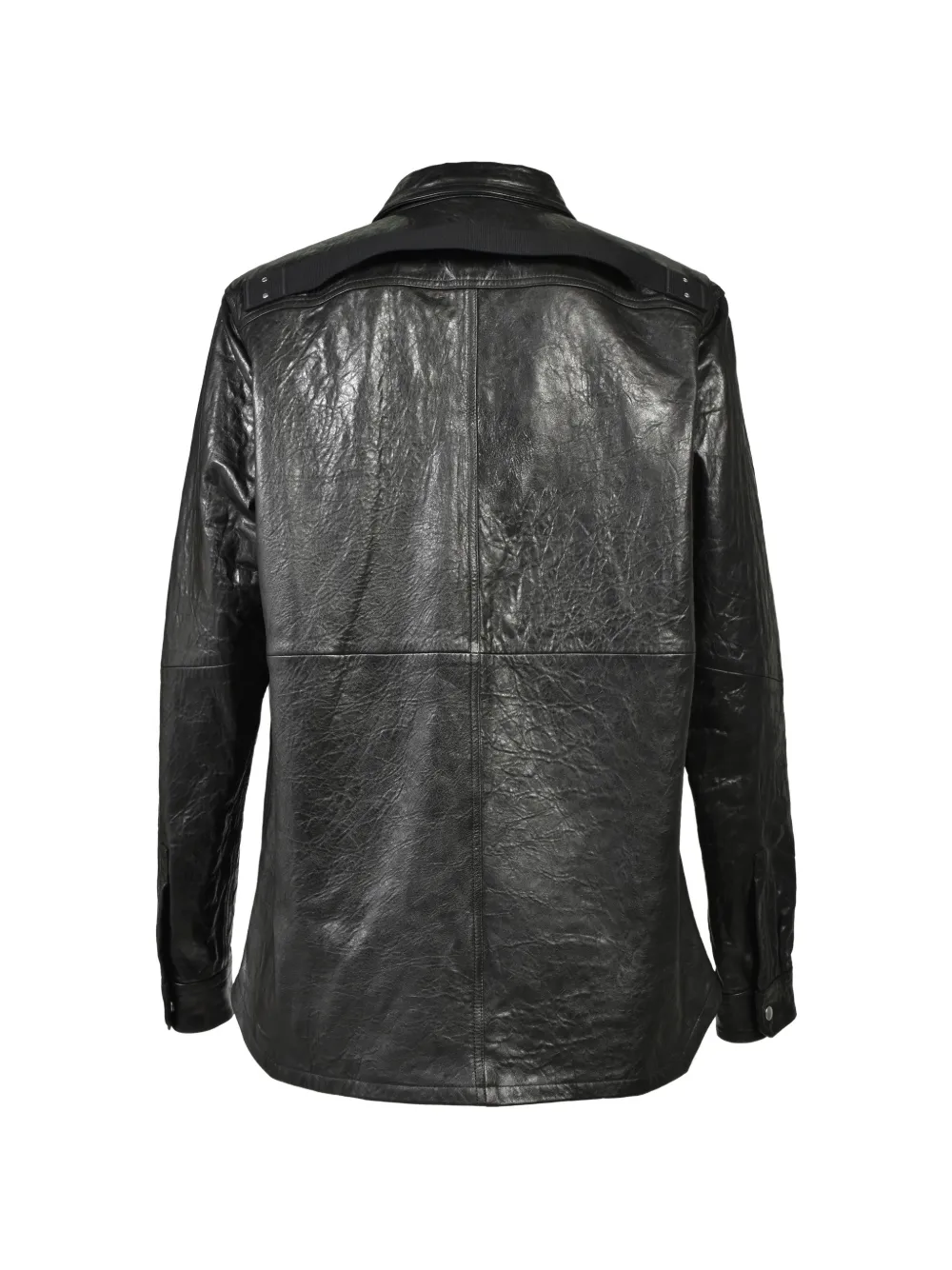 Rick Owens Leren overhemd met klepzak - Zwart