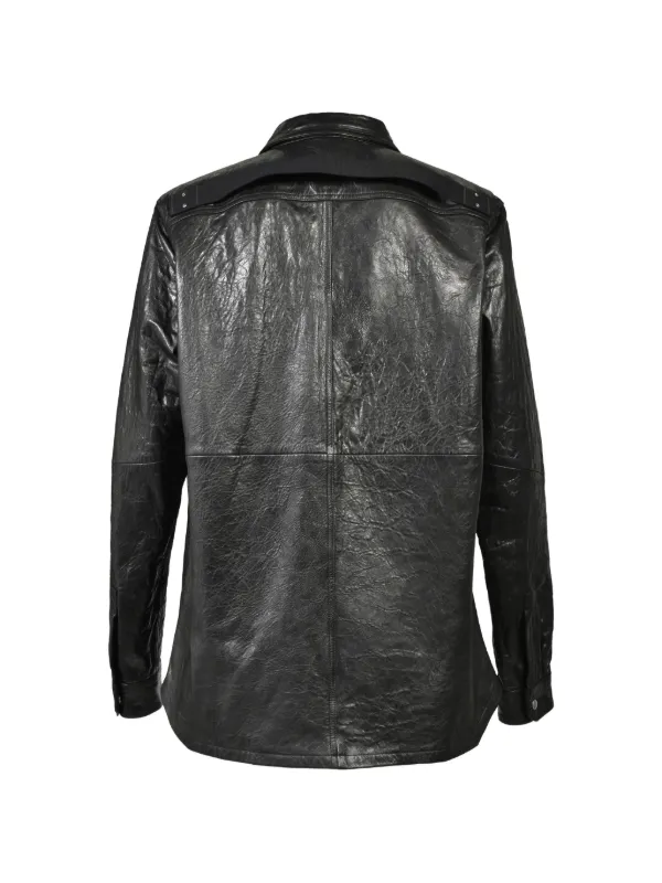 Rick Owens フラップポケット レザーシャツ | ブラック | FARFETCH JP