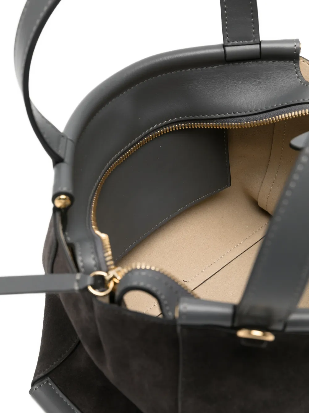 Ida suede top handle tote bag