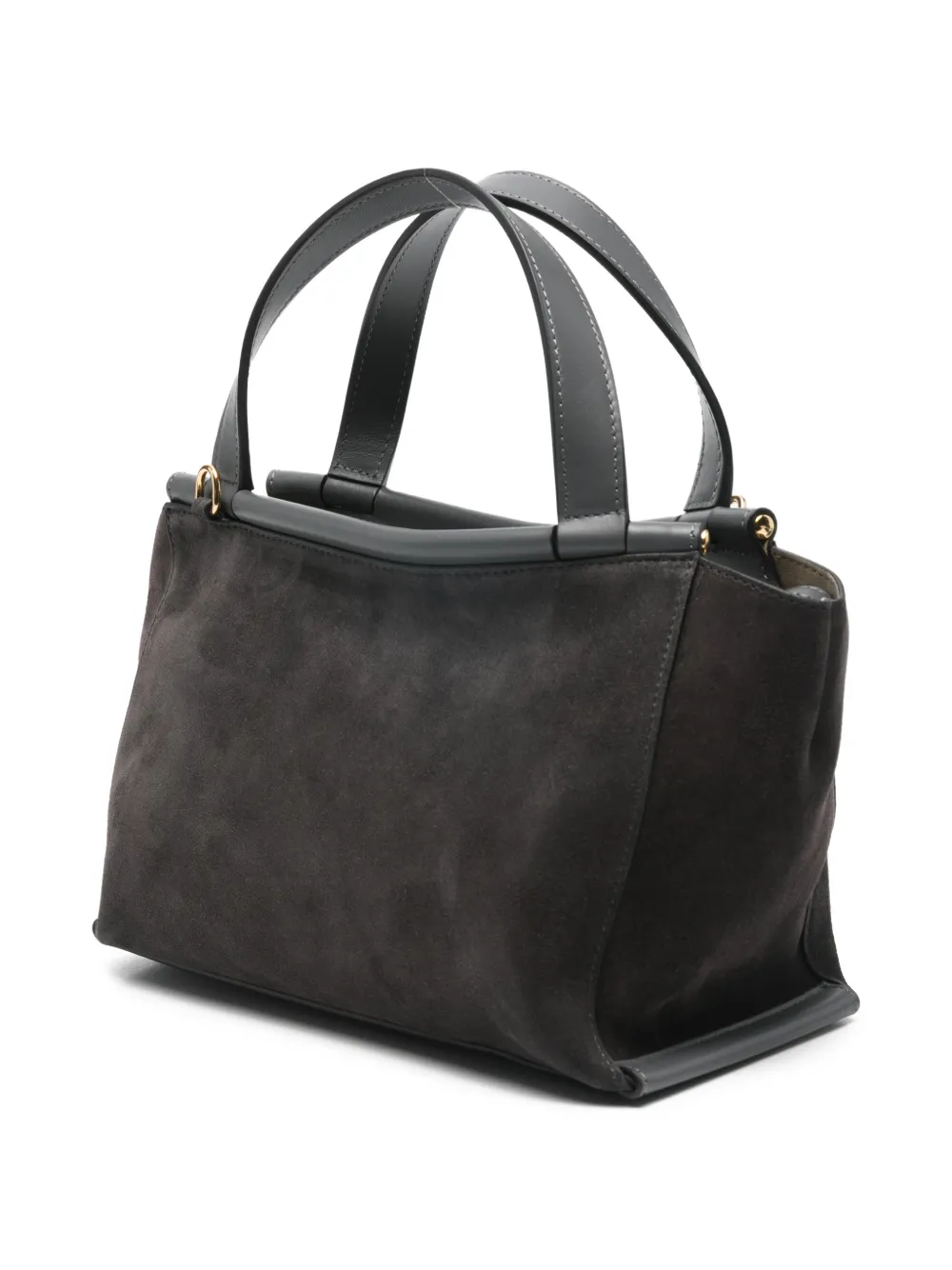 Ida suede top handle tote bag