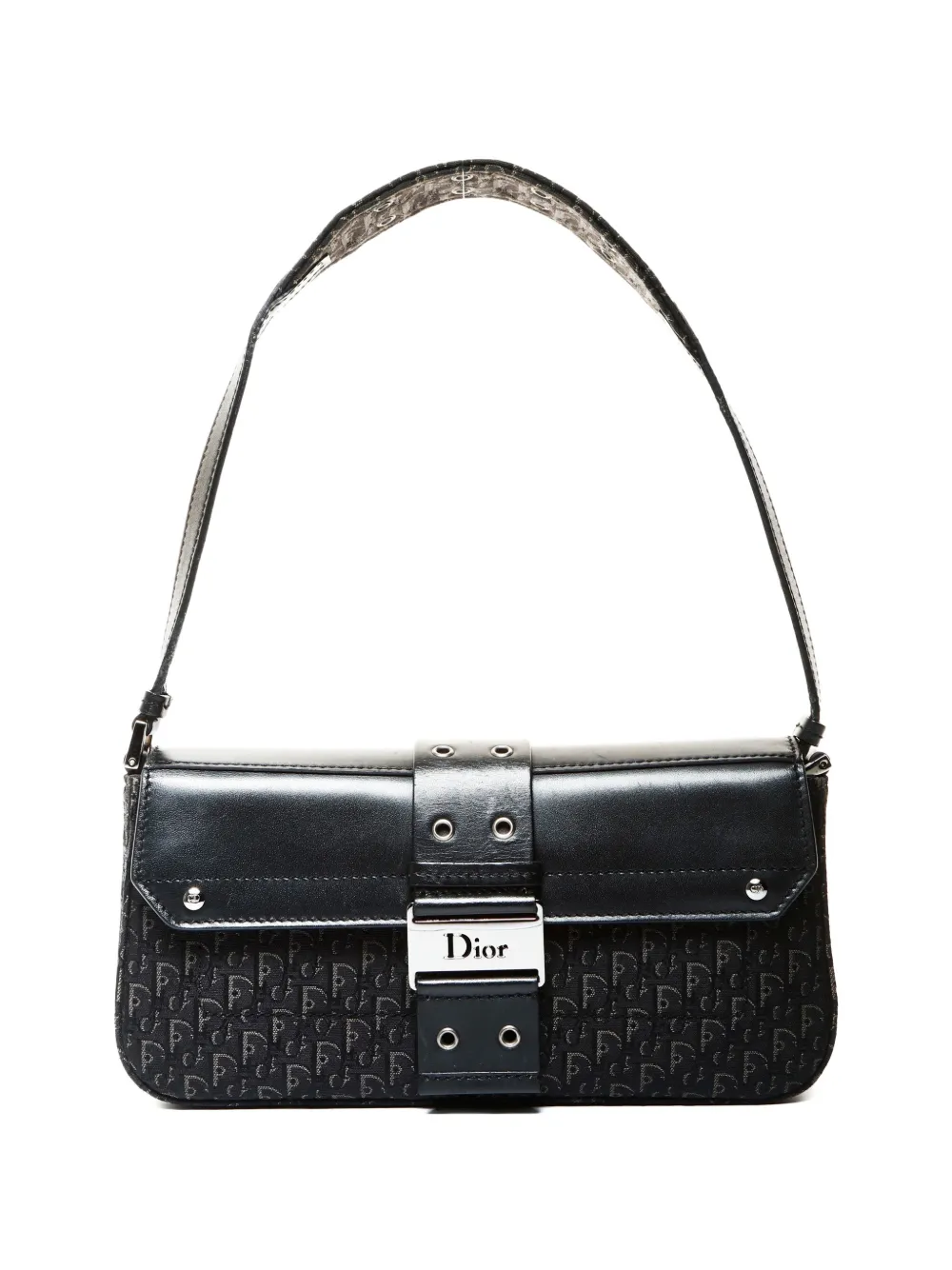 Pre-owned Dior 2003 Street Chic Trotter Canvas Tote Bag In Black