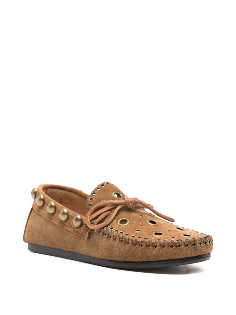 ISABEL MARANT Fitza eyelet studded loafers - Bruin
