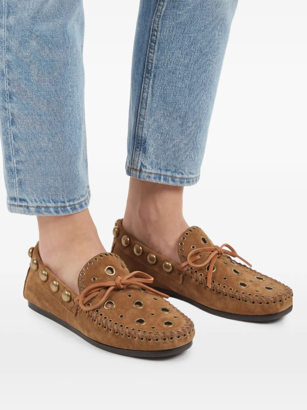 ISABEL MARANT Fitza loafers met ringlets en studs Bruin