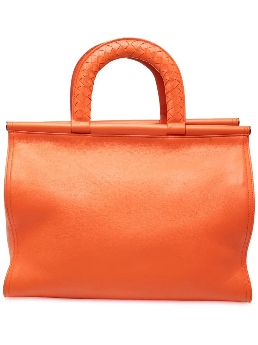 Bottega Veneta Pre-Owned 2012-2025 Leather Intrecciato Frame Top Handle Bag handbag - Arancione