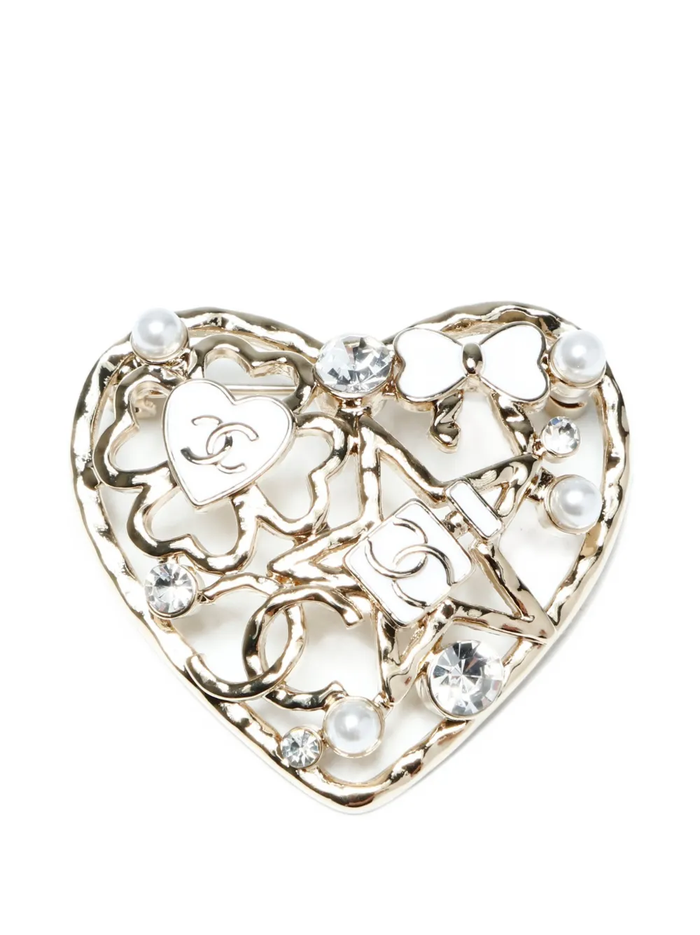 CHANEL Pre-Owned 2025 icon-motif heart brooch - Oro