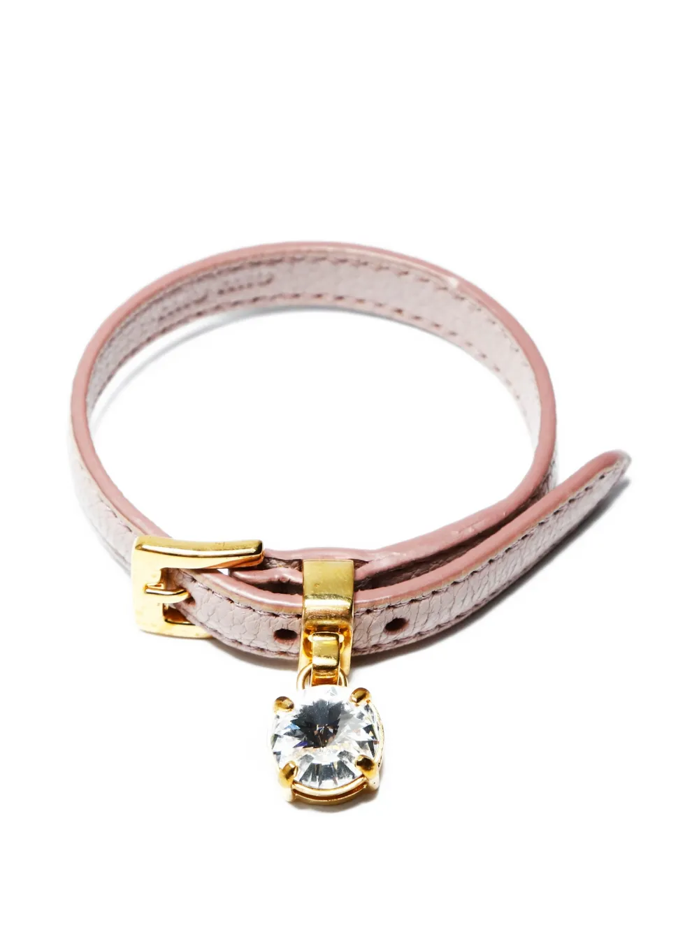 Miu Miu Pre-Owned 2000-2020 crystal leather bracelet - Rosa
