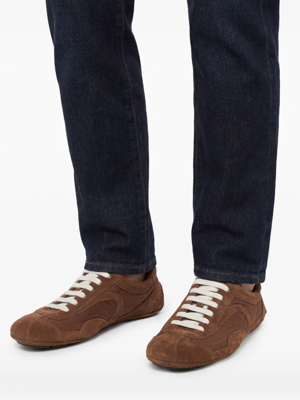 Prada Montecarlo Re-Edition 2005 sneakers met stiksel Bruin