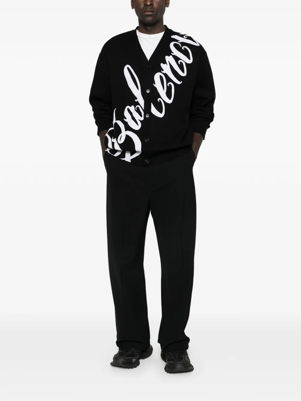 Balenciaga Vest met V-hals en logo Zwart