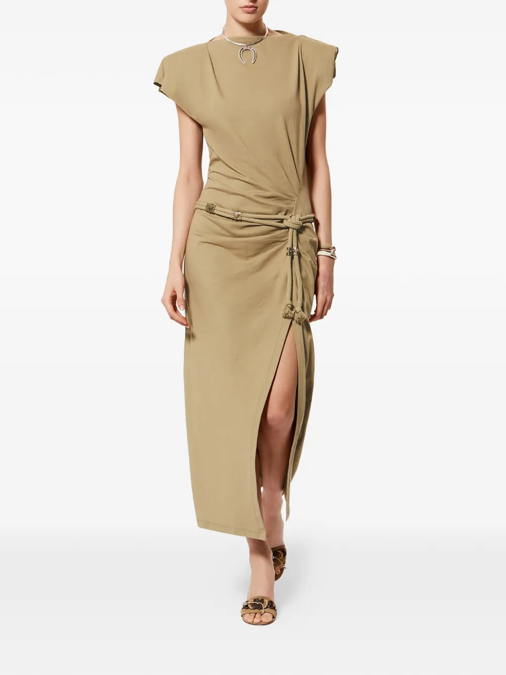 ISABEL MARANT Nadela katoenen gedrapeerde maxi-jurk met split Beige